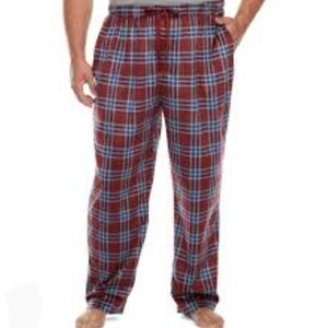 St John's Bay Burgundy Plaid Men's Pajama Pants Soft Fleece Size Large New!